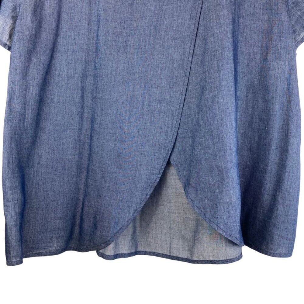 Gap Chambray Embroidered Blouse Blue Small - Picture 9 of 9